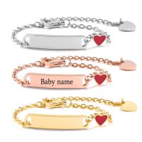 COD SDGREYRTYT Vnox Personalized Baby ID Name Heart Baby BraceletGold Tone Adjustable Chain0-6 Years Old Child Gift