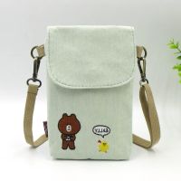 COD KKW MALL Lovely embroidered mobile phone bag girl canvas Mini Bag cartoon mobile phone bag embroidered key zero wallet