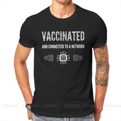 เสื้อยืดสไตล์เกาหลี ฉีดวัคซีนเชื่อมต่อกับเครือข่ายผู้ชายเสื้อยืดวัคซีน Meme Crewneck ท็อปส์ซูเสื้อยืดผ้าตลกไอเดียของขวัญ  Y854