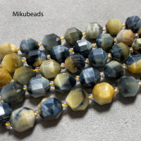 Wholesale Natural 9*10mm Dream Tiger Eye Faceted Energy Column Stone Loose Beads For Jewelry Making DIY celets Necklace 15