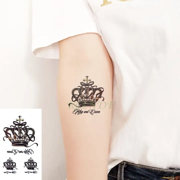 Waterproof Temporary Tattoo Sticker crown cross letter black tatto flash  tatoo fake tattoos for men women | Lazada PH