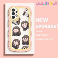 Jlingji เคสปลอกสำหรับ Samsung กาแลคซี A13 5G เคส A04s ตลกแฟชั่นเด็กผู้หญิงดีไซน์ใหม่สีครีมเคสมือถือกันกระแทกแบบใสนิ่มเคสโปร่งใสลายกล้องถ่ายรูปเรียบง่ายกรอบป้องกันอ่อนโยน