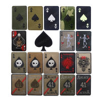 LIBERWOOD Ace Of Spades Death Card โป๊กเกอร์ Patch เย็บปักถักร้อยยุทธวิธี Badge สำหรับเสื้อผ้ากระเป๋า Punk ทหารสัญลักษณ์ Hook Appliques