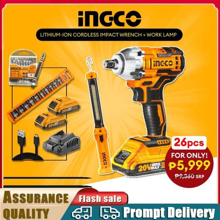 Ingco LiIon Cordless Impact Wrench Bolt Remover 1/2 Brushless Motor