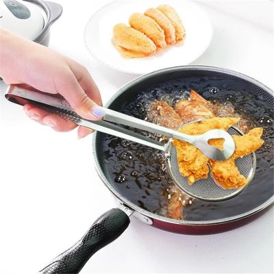 【LZ】▥☍  1pc colher de óleo colher alimentos fritos colher tofu em pó peneira filtro alimentos clipe de óleo ferramentas de cozinha