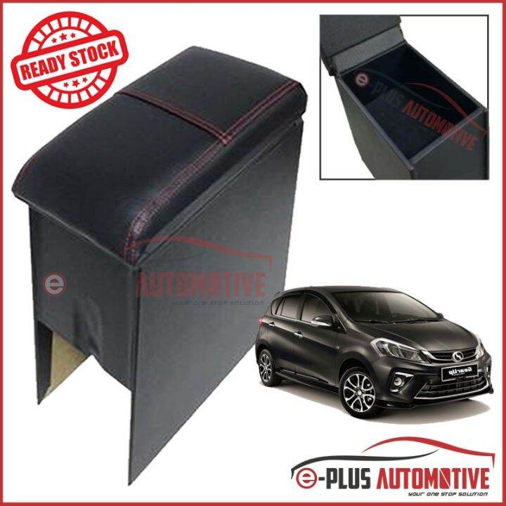 Perodua Myvi 20182020 Car Black Pvc Red Line Central Armrest Arm Rest Console Box Lazada