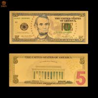 New Products 2018 Color US Gold Banknotes 5 Dollar Money In 24K Gold Fake Paper Banknote For Collection