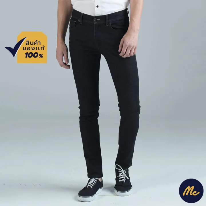 mc-jeans-กางเกงยีนส์ผู้ชาย-ทรงขาเดฟ-ผ้ายืด-สีดำ-mad6214