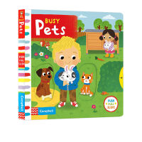Busy pets childrens Enlightenment English toy paperboard Book parent-child interaction interesting cognition childrens book exercise finger development push-pull mechanism operation book