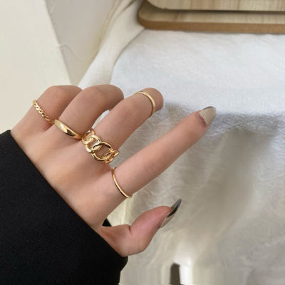CHUI746 เสน่ห์ เรขาคณิต ผู้หญิง สไตล์พังก์ แหวนนิ้วมือ ชุดแหวน ของขวัญเครื่องประดับ ล้อแม็ก