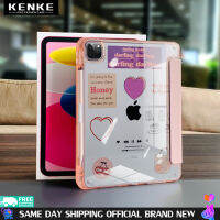 KENKE เคสไอแพด HD แผงหลังอะคริลิกใสพร้อมช่องดินสอด้านขวา for iPad 2022 M2 Pro 12.9 2020 2021 พร้อมฟังก์ชันป้องกันการหักงอ Smart Case ฟรีสติกเกอร์เจ้าชายน้อย-สีชมพู Acrylic ipad case