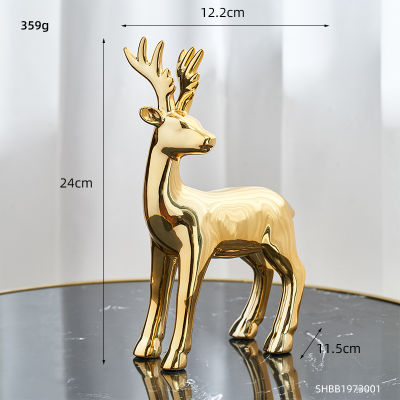 Deer Figurines Ceramic Statue Golden Silver Animal Model Home Accessories Living Room Decoration Christmas Decorations Gifts