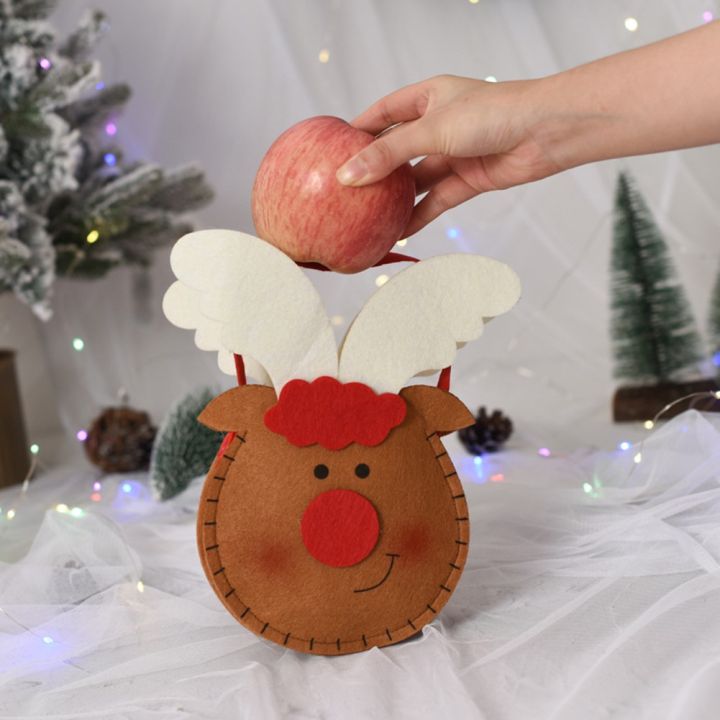 ถุงของขวัญเด็กแอปเปิ้ลซานตาคลอสสโนว์แมนกวางน่ารักมีสไตล์