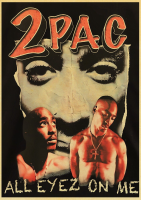 Tupac แร็ปเปอร์เพลงฮิปฮอปโปสเตอร์-ผนังแผนภูมิพิมพ์สำหรับตกแต่งบ้าน,ห้องนอน,บาร์,หรือคาเฟ่