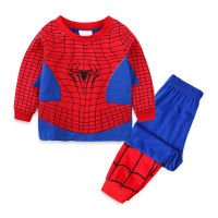 Spidermansชุดนอนเด็กชายแขนยาวหญิงเสื้อยืดกางเกงฤดูใบไม้ผลิฤดูใบไม้ร่วงแขนยาวBoysเด็กทารกชุดเด็กชุดนอนลำลองแฟชั่นชุดชั้นใน2ชิ้น