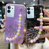 เคสโทรศัพท์สำหรับ VIVO V29 5G หรูหราเคสมือถือแบบนิ่มลายดาวส่องแสงเป็นประกายระยิบระยับฝาหลัง V29 Vivo VIVOV29 5G พร้อมสร้อยข้อมือไข่มุกที่มีสีสัน