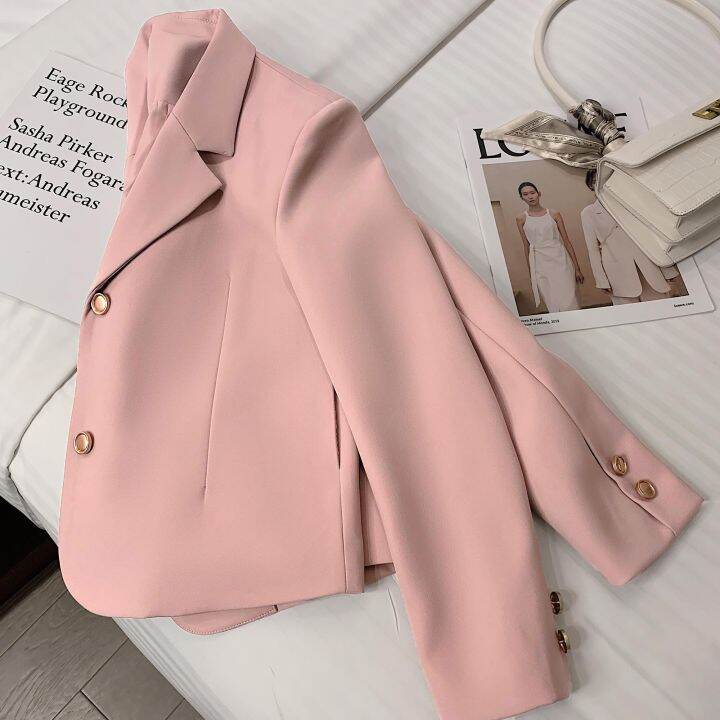 ins Plus size crop top suit jackets for Women students Korean style
