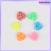 BETTERFORM 100pcs สุ่มแบบสุ่ม ลูกปัดหลากสี 12mm ครับ สีผสมกัน ลูกปัดประกายแวววาว Besds หลังแบน รูปหัวใจแห่งความรัก ลูกปัดเรซิน ทำเครื่องประดับ DIY