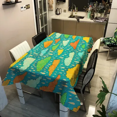 Polyester Printed Tablecloths Cactus Series Home Table Cover Kitchen Tablecloth Living Room Coffee Table Cover Waterproof Square