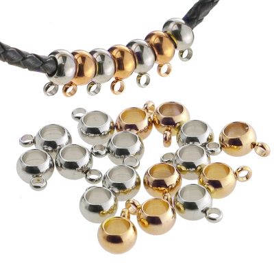 20pc/lot Stainless Steel Gold Color Connectors Bails Beads Fit European Charm Bracelet Pendants 8mm/6mm Jewelry Making Findings