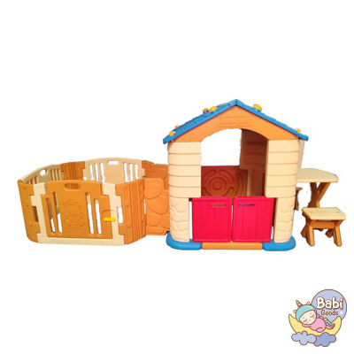 จัดส่งฟรี Eduplay บ้านเด็กเล่นพร้อมโต๊ะเก้าอี้ต่อคอกกั้นเด็ก รุ่น Play House Table&amp;Chair + Baby Room พร้อมจัดส่ง 2-3 วัน