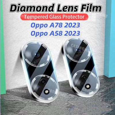 อุปกรณ์ป้องกันเลนส์กล้องถ่ายรูป Oppo A78 3มิติสำหรับ Oppo A58 A78 78A 58 78 58A OppoA58 OPPOA78 4G 5G 2023นิรภัยโปร่งใสใสป้องกัน A58