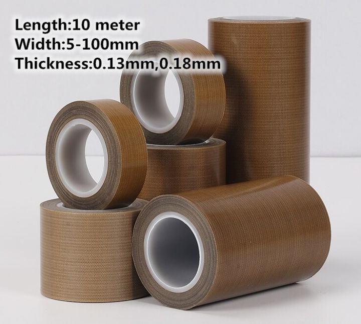 10 Meter PTFE Tape Adhesive Cloth Insulated Vacuum High Temperature Resistant Sealing Thickness 0.13mm 0.18mm Adhesives Tape