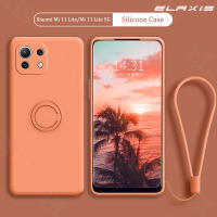 ELAXIS สำหรับ Xiaomi Mi 11 Lite/Mi 11 Lite 5G/11 Lite 5G NE ซิลิโคนรวมทุกอย่าง Anti-Fall เคสโทรศัพท์กันกระแทกแหวนหัวเข็มขัดแบบบูรณาการเปลือกนุ่ม + สายคล้องมือแฟชั่นโทรศัพท์มือถือกรณี