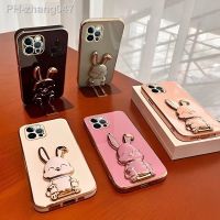 Rabbit Holder Stand Plating Phone Case For Huawei HONOR Note 10 20 50 Lite 30 60 70 80 Pro X7 X8 X9 5G Soft Silicone Cover Coque