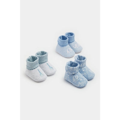 รองเท้าเด็กอ่อน Mothercare Safari Sock-Top Baby Booties - 3 Pack EA970