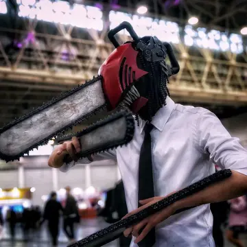  Anime Chainsaw Man Mask, Bloody Pochita Denji Mask, Denji  Headwear for Halloween Cosplay Masquerade Party (Latex) : Toys & Games