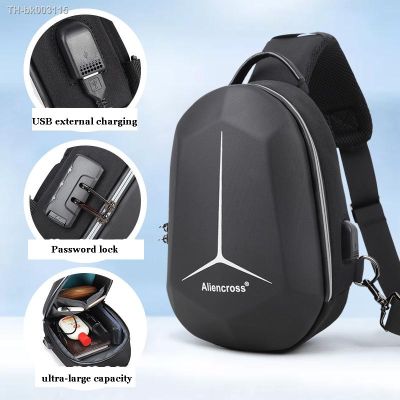 ✟┇☸ Waterproof Chest Bag Designer Anti-theft Lock Crossbody Bag USB Charging Travel Shoulder Bag High Quality Messenger Bags Male