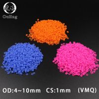 10PCS / batch multicolor silicone rubber O-ring silicone / VMQ thickness 1mm OD4 / 5/6/7/8/9/10mm rubber gasket O-ring