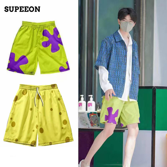 Supeeon quần đùi in hình hoạt hình quần pajama rộng cho nam quần đi biển - ảnh sản phẩm 1