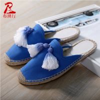 Spring summer new hemp shoes half slippers female fashion shoes joker tassel baotou fishermen