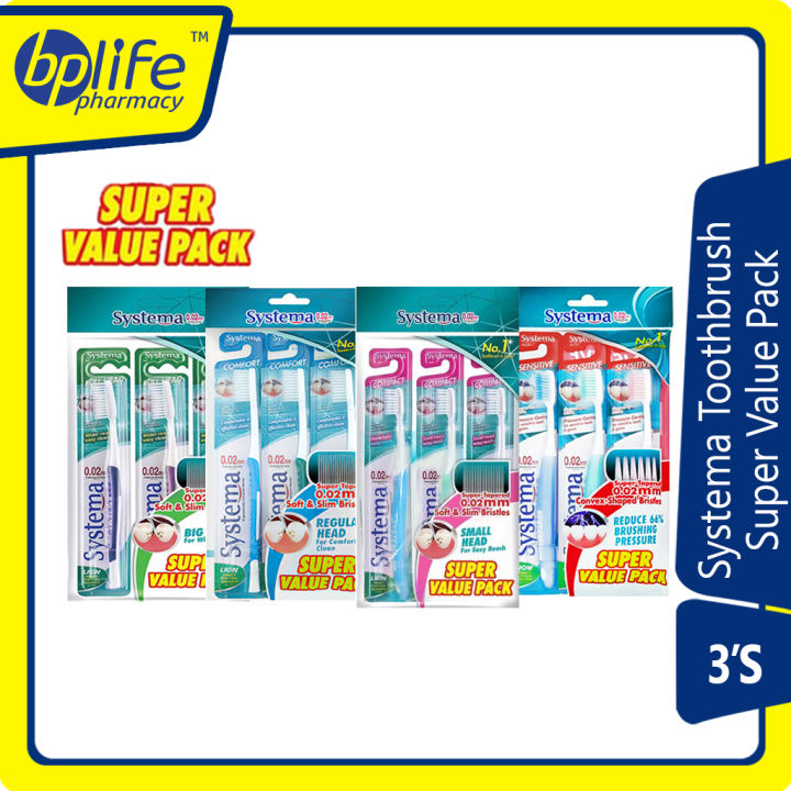 Systema Toothbrush Super Value Pack 3s ( Comfort/ Full Head/ Sensitive ...