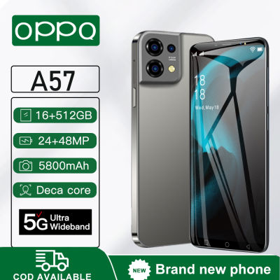 โทรศัพท์ OPPQ A57(Ram16G + Rom512G) โทรศัพท์ถูกๆ เครื่องใหม่ รองรับ 2 ซิมสมาร์ทโฟน 4G/5G โทรศัพท์มือถือ 6.7 นิ้ว มือถือเต็มจอ สมาร์ทโฟน HD พิกเซลสูงมาก กล้องหน้า แถมฟรีอุปกรณ์ครบชุด