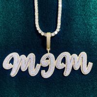 Custom Cursive Letter ชื่อจี้ผู้ชาย Hip Hop สร้อยคอ Bling Full Zircon ที่กำหนดเอง Rock Rapper เครื่องประดับ