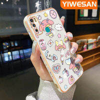 YIWESAN เคสสำหรับ Infinix Hot 9 Play เคสลายการ์ตูนน่ารักเมโลดี้ใหม่ขอบสี่เหลี่ยมด้านข้างปลอกซิลิโคนเคสมือถือป้องกันกล้องฝาปิดเลนส์เต็มรูปแบบเคสนิ่มกันกระแทก