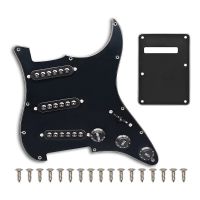 Prewired ST Pickguard SSS 3 Single Coil Pickups Adjustable Screws Replacement for Fender Standard Stratocaster ,Black