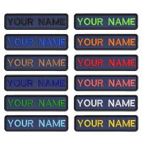 【CW】 10X2.5cm blue  Embroidery Custom Name Text Stripes badge Iron Or Backing Patches deep dark