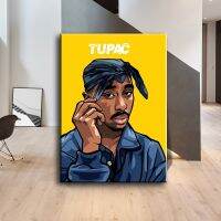 นักร้องแร็ปฮิปฮอปภาพจิตรกรรมผืนผ้าใบ Tupac Shakur 2PAC พิมพ์ผ้าใบศิลปะติดผนังรูปภาพติดผนังสำหรับบ้านห้องนั่งเล่น Cuadros