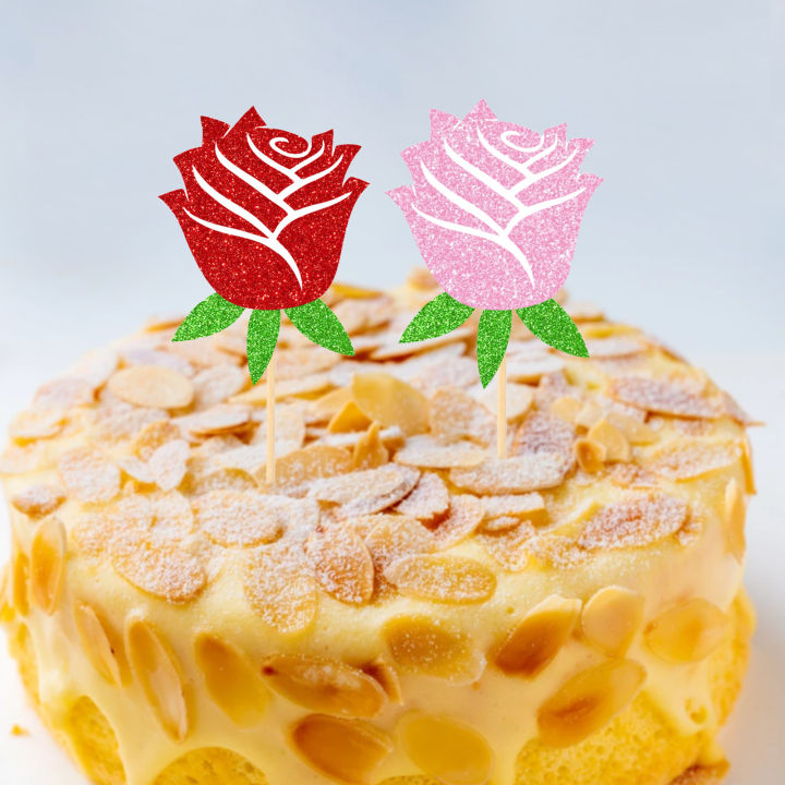 sanwood-ไม้พาย-12ชิ้น-เซ็ตดอกกุหลาบที่สวยงามเค้กท็อปเปอร์แฮนด์เมดเทศกาลสัมผัสไม้ยอดขนมสำหรับบ้าน12ชิ้น-เซ็ตขนมที่ไม่ซ้ำกัน