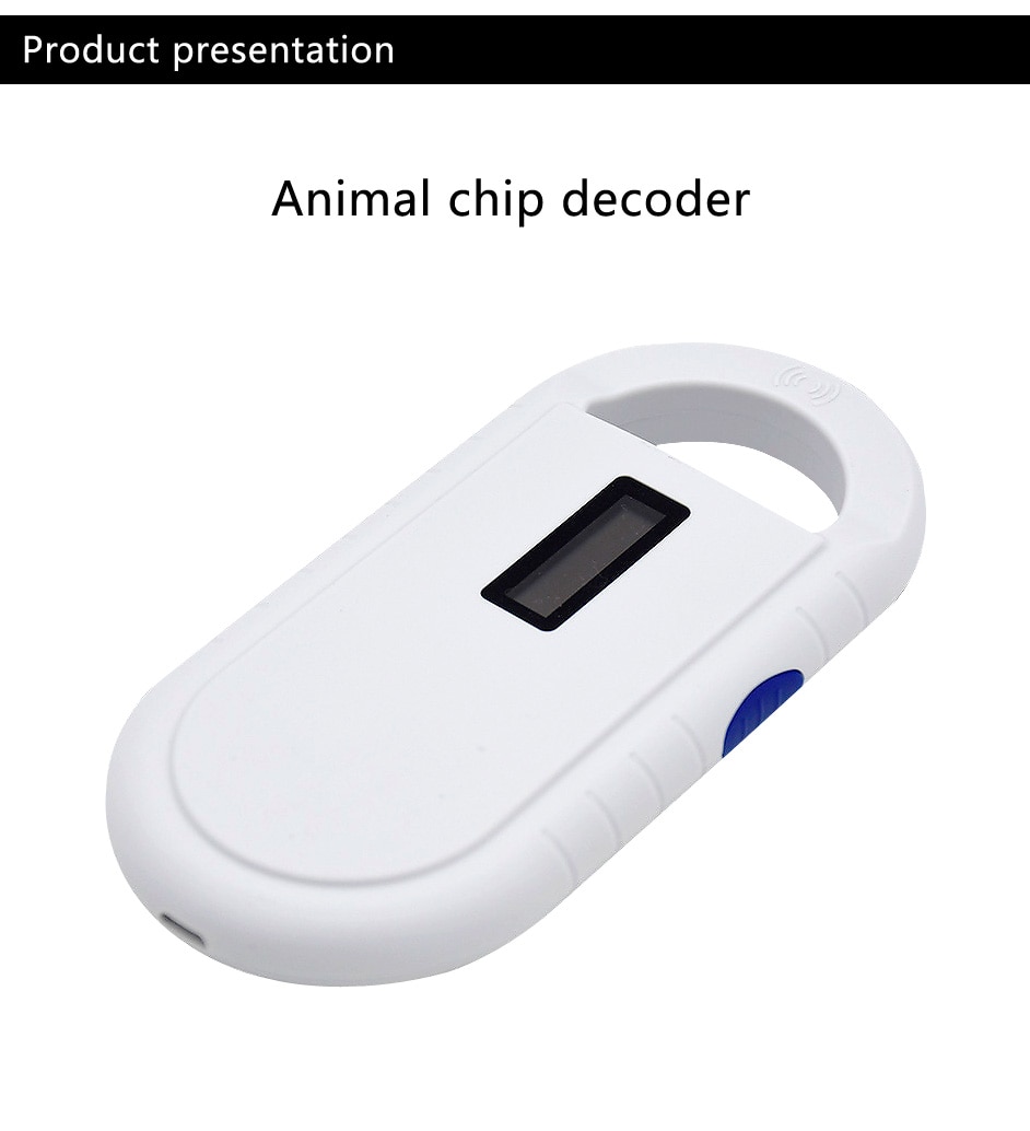 FDX-B RFID 134.2Kh Animal Pet Microchip ID Recognition Reader White Ear Scanner 