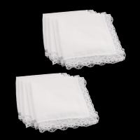 {EDDLYT}10ชิ้นผู้ชายผู้หญิงผ้าฝ้าย100ผ้าเช็ดหน้าสีขาว Comfy Hanky Party Hankies