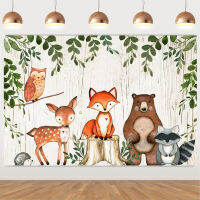 FANGLELAND Jungle Animal Theme พื้นหลังผ้าน่ารัก Fox Deer Owl รูปแบบสำหรับ Wild One เด็กวันเกิด Story Party ตกแต่งเด็กวันสวนสัตว์รูปแบบอุปกรณ์