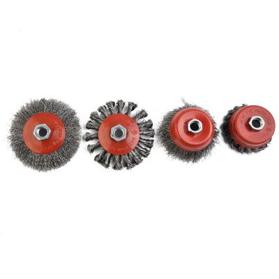 4PC 3&amp;4 Inch Carbon Steel Wire Wheel Cup Brush Set For 5/8"\-11UNC Angle Grinders Polishing Rust Removal Wheel Abrasive Brushes Rotary Tool Parts Acc