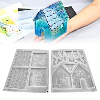 2Pcs/Set Christmas House Decoration Silicone Mold Crystal Epoxy DIY Craft Making Mould Xmas Baking House Accessory