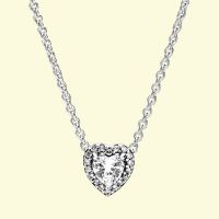 925 Sterling Silver Elevated Heart Necklace for Women Fashion Jewelry Birthday Christmas Gifts