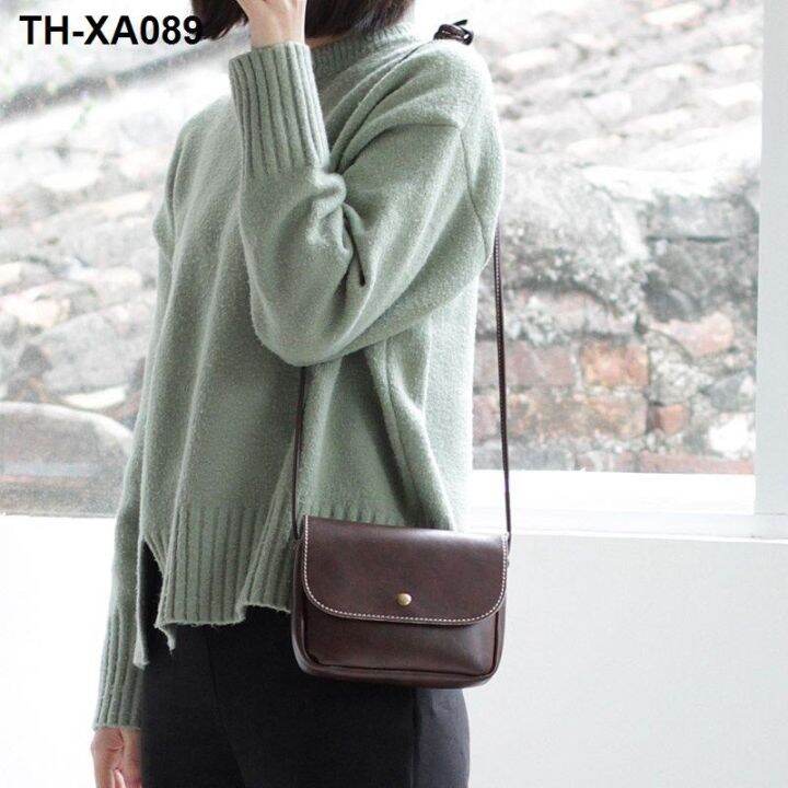 ป่าที่เรียบง่ายนักเรียนไหล่เดียวทุกการแข่งขัน-crossbody-ฤดูร้อนเวอร์ชั่นเกาหลีสดขนาดเล็กของใหม่-ins-กระเป๋าหนังนิ่มย้อนยุคขนาดเล็ก